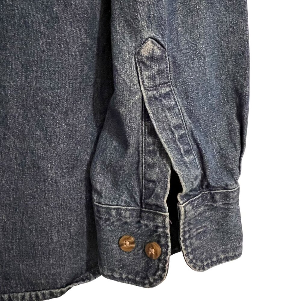 Vintage Open Trails Denim Shirt Chest Pocket Button Cuffs Button Up Classic Lg - Picture 5 of 12